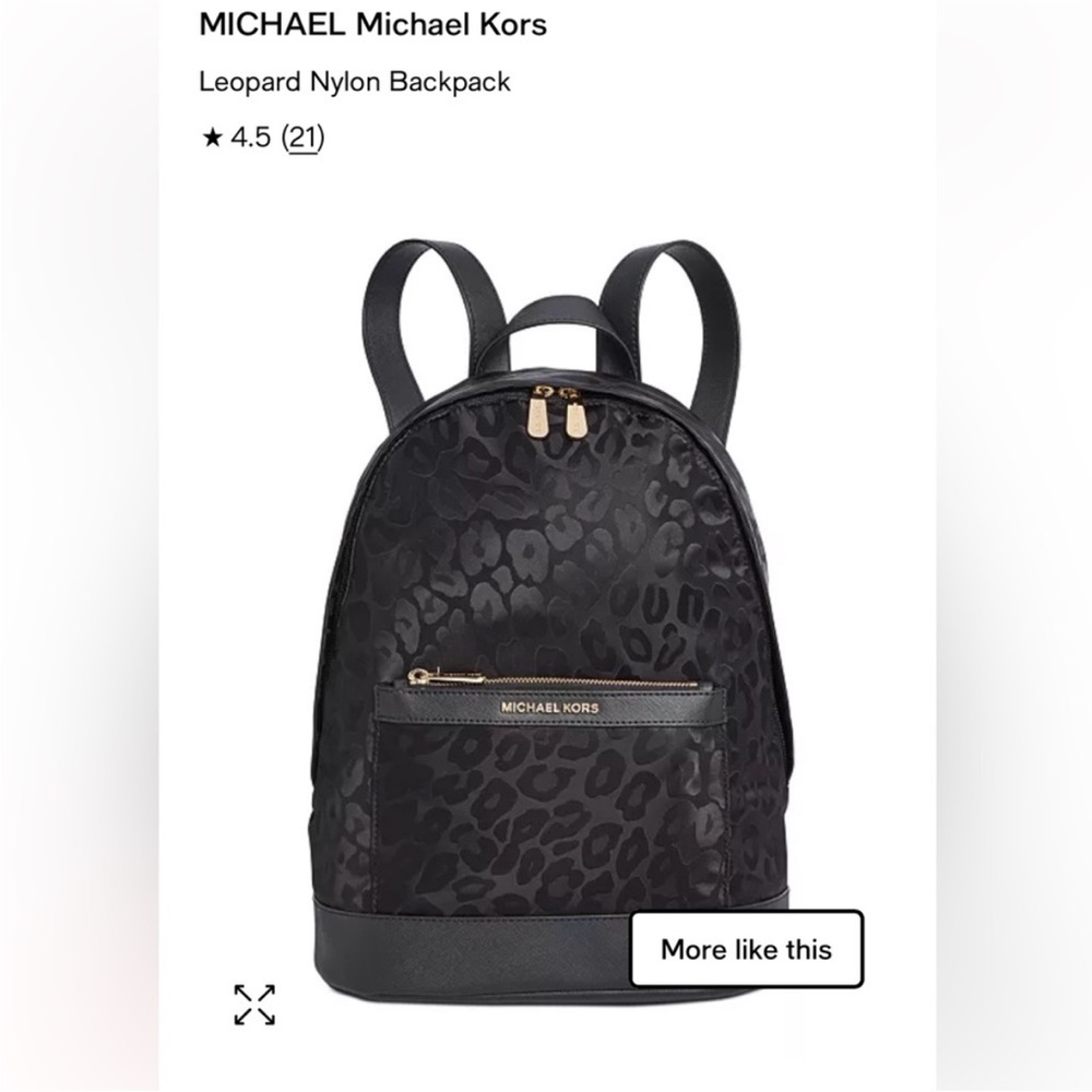 MICHAEL Michael Kors Black Leopard Jacquard Nylon Backpack with Gold Hardware